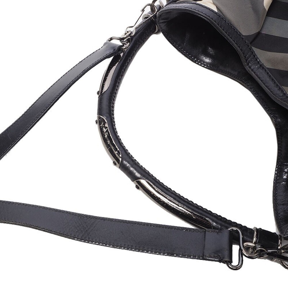 Burberry Nylon Check Studded Hobo #249691B28B - Picture 7 of 8